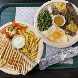 Lazeez Mediterranean Cafe - Arabic Chicken Shawarma (left) and Mix Plate (right)