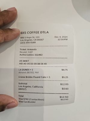 Menu photo 7 6xs Coffee Dtla Los Angeles, CA