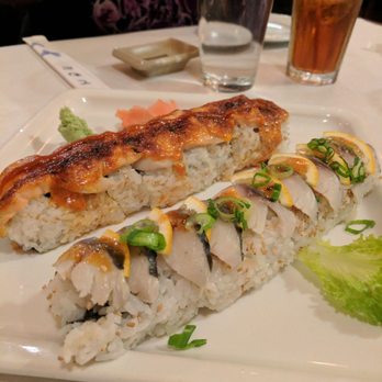 Sushi Mambo - Diablo roll on the left, Saba-Daba-Doo on the right. - Japanese Near Me - Calistoga, California Sushi Mambo - Diablo roll on the left, Saba-Daba-Doo on the right. - Japanese Near Me - Calistoga, California