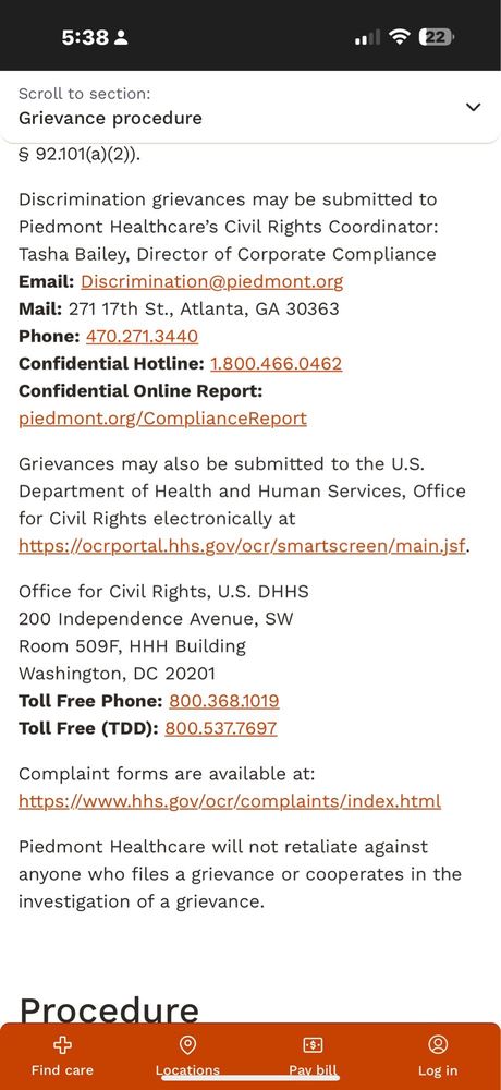 Piedmont Hospital - patient advocate in Atlanta, GA