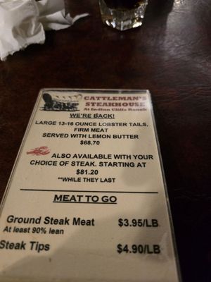 Menu photo 4 Cattleman's Steakhouse at Indian Cliffs Ranch Fabens, TX