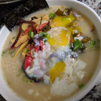 Ten Ramen - Tonkotsu with poached egg reassembled - Ramen Near Me - Dallas, Texas Ten Ramen - Tonkotsu with poached egg reassembled - Ramen Near Me - Dallas, Texas