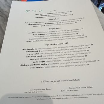 Lula Cafe - Menu for 7/27/24 - New American Near Me - Chicago, Illinois