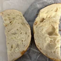 Bagel with butter but with no butter. No butter for you! Bagel with butter but with no butter. No butter for you!