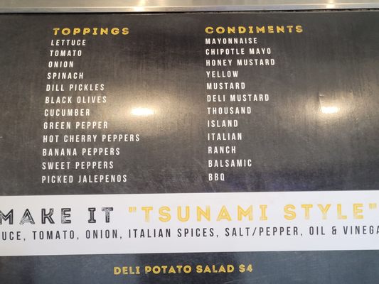 Menu photo 2 Tsunami Subs & Wraps Boynton Beach, FL Menu photo 2 Tsunami Subs & Wraps Boynton Beach, FL