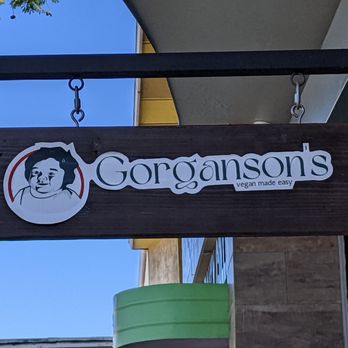 Gorgansons - Gorgonson's hanging sign. - Vegan Near Me - Pomona, California Gorgansons - Gorgonson's hanging sign. - Vegan Near Me - Pomona, California