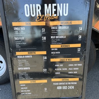 Tacos El Pelon - Menu - Food Trucks Near Me - San Jose, California Tacos El Pelon - Menu - Food Trucks Near Me - San Jose, California