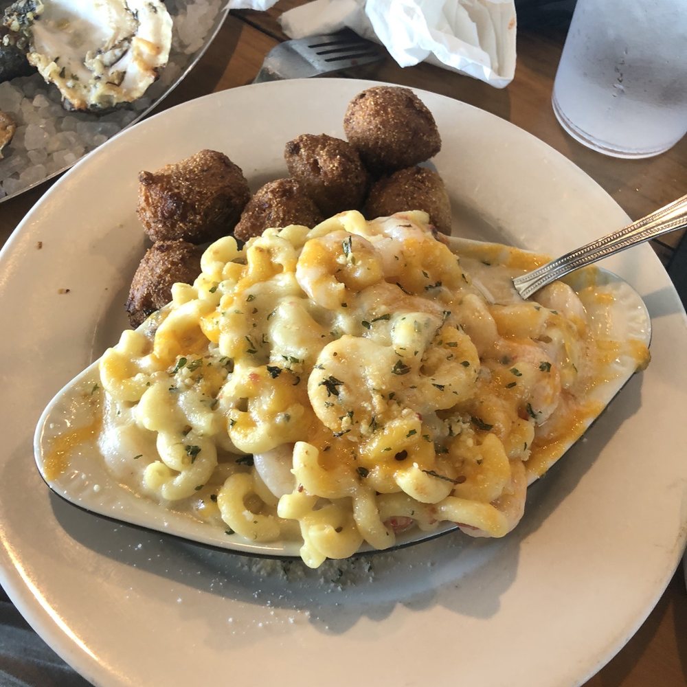 The Reef - Mac and cheese shrimp and crab with Hush Puppies - Seafood Near Me - Biloxi, Mississippi