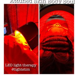 Attuned Skin Body Soul - LED lights customized for either Anti-Aging, Acne or Pain. The various colors correspond to the different beneficial wavelengths of light.