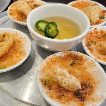 Huynh Dining - Banh Beo (small dish rice cakea w/ ground shrimp) - Vietnamese Near Me - San Jose, California Huynh Dining - Banh Beo (small dish rice cakea w/ ground shrimp) - Vietnamese Near Me - San Jose, California