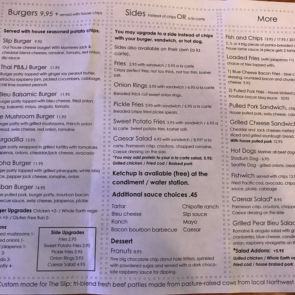 The Slip - Menu - Bars Near Me - Kirkland, Washington The Slip - Menu - Bars Near Me - Kirkland, Washington