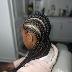 Ranisbraids - Side part feed in cornrows with stitching method