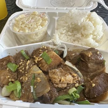 Emma’s Kitchen - Pork Adobo plate with Mac salad and rice - Filipino Near Me - Waikoloa Village, Hawaii Emma’s Kitchen - Pork Adobo plate with Mac salad and rice - Filipino Near Me - Waikoloa Village, Hawaii