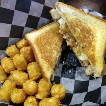 Kitchen 44 - Patty melt with grilled onions and tator tots. - American Near Me - Newcastle, Oklahoma Kitchen 44 - Patty melt with grilled onions and tator tots. - American Near Me - Newcastle, Oklahoma