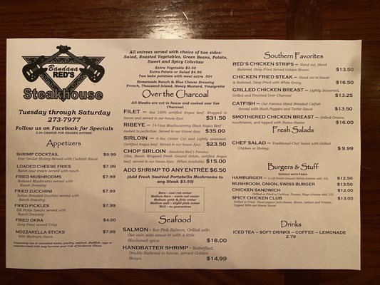 Menu photo 1 Bandana Red's Steakhouse Shawnee, OK