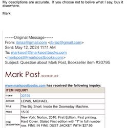Mark Post Bookseller - An email exchange with the store