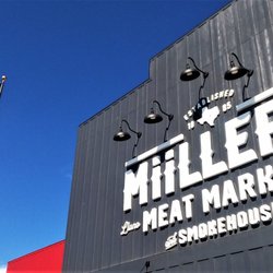 Miiller's Meat Market & Smokehouse Llano - The Miiller's Storefront, looking very smart and patriotic.