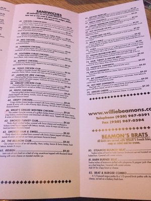 Menu photo 5 Willie Beamons Neenah, WI