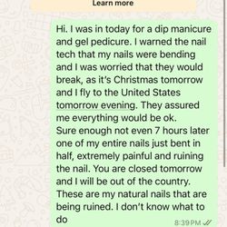 Mg Nail & Beauty - Proof of contacting merchant about complaint with no response