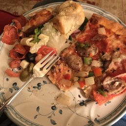 Speciality, antipasto salad, garlic roll (to go) So good!   We couldn't wait!