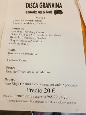 Menu photo 7 Tasca Granaina Alicante, A Menu photo 7 Tasca Granaina Alicante, A