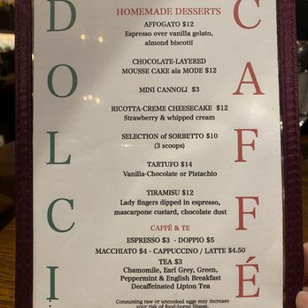 Trattoria Trecolori - dessert menu - Italian Near Me - New York, New York Trattoria Trecolori - dessert menu - Italian Near Me - New York, New York