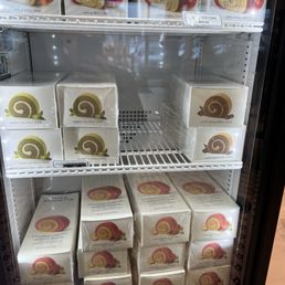 Swirl cakes in the mini fridge by the cash register