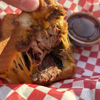 5 Stones Artisan Brewery - Grilled brisket bbq sandwich. Lot of brisket. - Breweries Near Me - New Braunfels, Texas