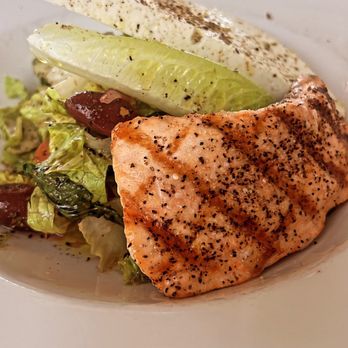 Bistro 31 - Greek salad + salmon - French Near Me - Dallas, Texas