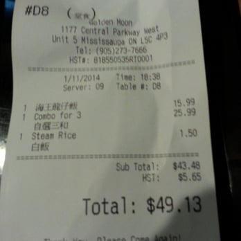 Trithis Restaurant - Check, please. - Chinese Near Me - Mississauga, Ontario