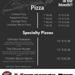 Murphy's Pub Moorhead - Menu Pizzas