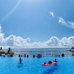 One of the five pools at this resort. Beautiful view with poolside service.