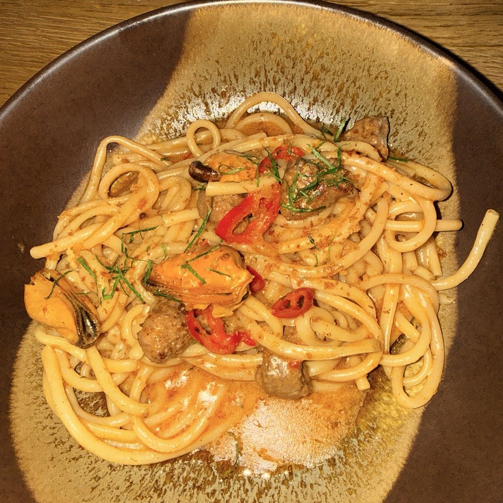 Crown Shy - Bucatini with lamb and mussels - New American Near Me - New York, New York