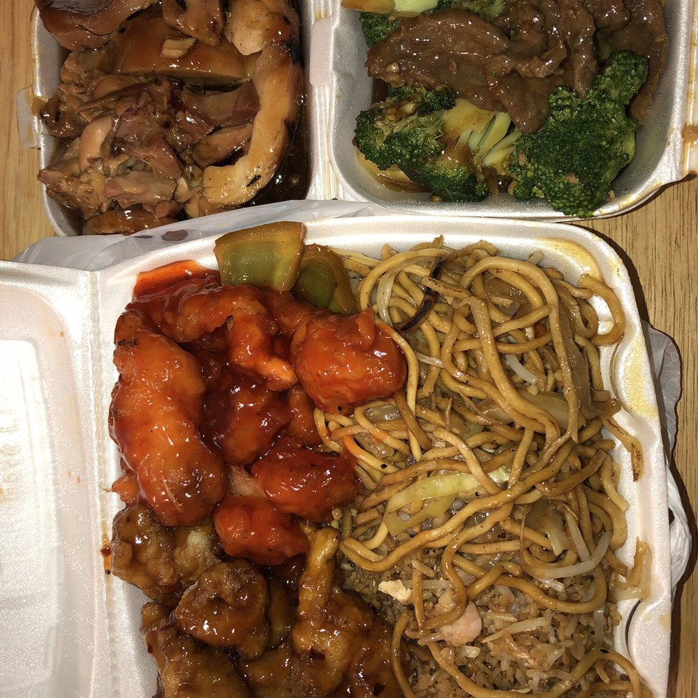 Shrimp Fried Rice chow mein Orange Chicken Sweet and Sour Chicken teriyaki chicken beef and broccoli Total= $15.35 Shrimp Fried Rice chow mein Orange Chicken Sweet and Sour Chicken teriyaki chicken beef and broccoli Total= $15.35