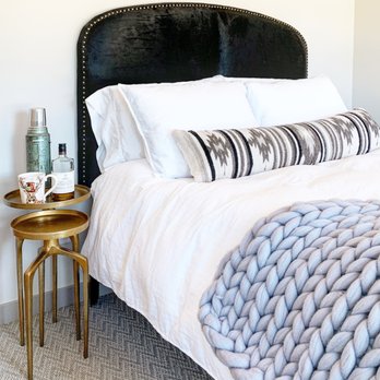 Inner Space Designs - Guest room with custom cowhide headboard - Interior Design Near Me - Seattle, Washington