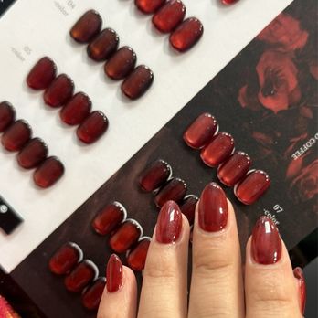 Nailspa Excel - Red cat eye gelX short - Nail Salons Near Me - La Verne, California