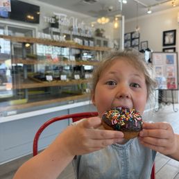Chocolate frosted cake donut with sprinkles makes a 5 year old happy! Chocolate frosted cake donut with sprinkles makes a 5 year old happy!