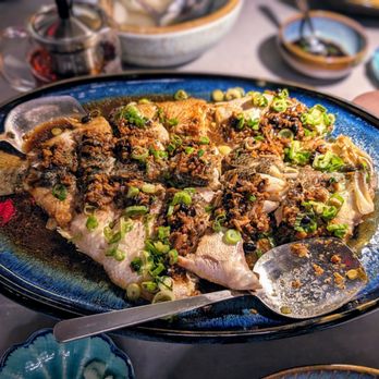 Yao - Fresh Whole Sea Perch with Bones with Dried Tangerine Peel and Douchi - Cantonese Near Me - New York, New York Yao - Fresh Whole Sea Perch with Bones with Dried Tangerine Peel and Douchi - Cantonese Near Me - New York, New York