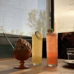 White Rabbit - Strawberry Rhubarb Parfait  GINGER +SODA +LIME+ BITTERS  STRAWBERRY RHUBARB HOUSEMADE SODA