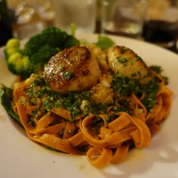 Cachagua General Store - December 2015 - 2 Scallops and perfect pasta with a hint of fire (spice). - New American Near Me - Carmel Valley, California Cachagua General Store - December 2015 - 2 Scallops and perfect pasta with a hint of fire (spice). - New American Near Me - Carmel Valley, California