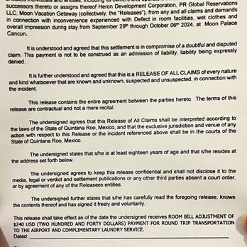 Moon Palace Cancun - This is the release they wanted us to sign three days before the last date stated on the paper. - Resorts Near Me - Cancún, ROO Moon Palace Cancun - This is the release they wanted us to sign three days before the last date stated on the paper. - Resorts Near Me - Cancún, ROO