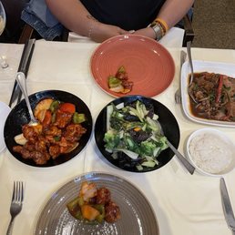 Sweet n sour chicken, mixed veggies and Thai basil beef. Sweet n sour chicken, mixed veggies and Thai basil beef.