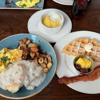 First Watch - Biscuit and Gravy meal with a kids meal, side of grits, carrot cake pancake & a plain pancake, traditional breakfast-- - Breakfast & Brunch Near Me - Huntersville, North Carolina First Watch - Biscuit and Gravy meal with a kids meal, side of grits, carrot cake pancake & a plain pancake, traditional breakfast-- - Breakfast & Brunch Near Me - Huntersville, North Carolina