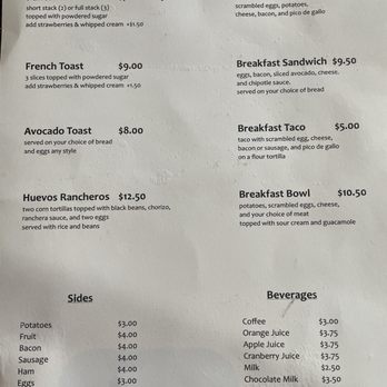 Villa Cantina - Breakfast Menu (2) - Burgers Near Me - Arroyo Grande, California