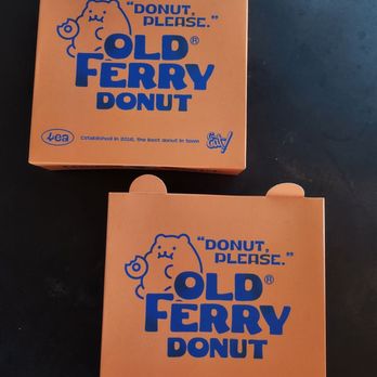 Old Ferry Donut - Cute Packaging - the openings on the back of the box makes it look like bear's ears - Donuts Near Me - Buena Park, California