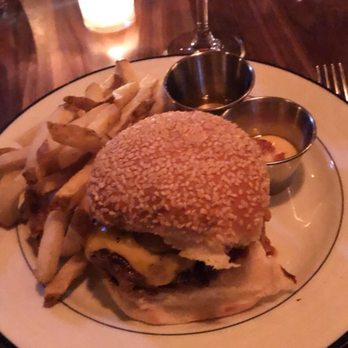The Loyalist - Loyalist Burger with Berry the Hatchet cocktail - New American Near Me - Chicago, Illinois