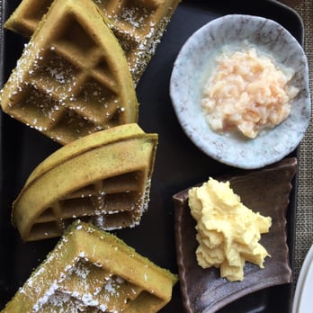 Zen Kitchen - Green tea waffle with lychee compote and passion fruit butter - Sushi Bars Near Me - Las Vegas, Nevada Zen Kitchen - Green tea waffle with lychee compote and passion fruit butter - Sushi Bars Near Me - Las Vegas, Nevada