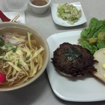 Nori's Saimin & Snacks - Nori's - Saimin Burger combo. - Japanese Near Me - Hilo, Hawaii
