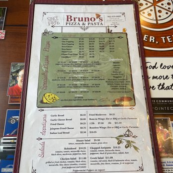 Bruno's Pizza & Pasta - Menu - Italian Near Me - Tyler, Texas Bruno's Pizza & Pasta - Menu - Italian Near Me - Tyler, Texas