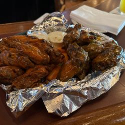 Elmo's - Honey Cajun double dipped on right  Medium Cajun double dipped on left